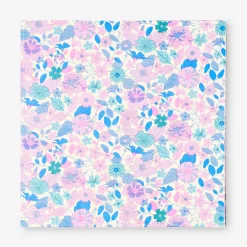 Napkins with blue and pink flowers - 16 pcs