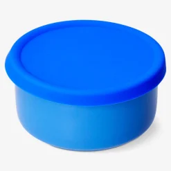 Navy ceramic food container with silicone lid - 13 cm