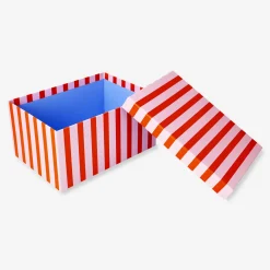 Paper storage box with pink stripes - 24 cm