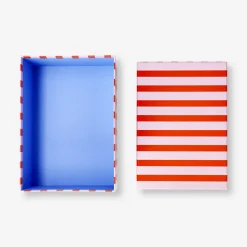 Paper storage box with pink stripes - 24 cm
