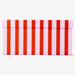 Paper storage box with pink stripes - 24 cm