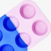 Pink and blue silicone muffin tray