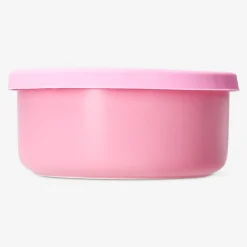 Pink ceramic food container with silicone lid - 17 cm