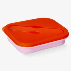 Pink collapsible lunchbox with spork - 600 ml
