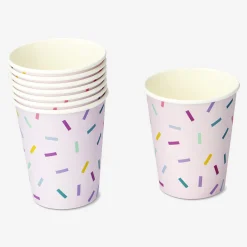 Pink confetti paper cups - 8 pcs