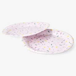 Pink confetti paper plates - 8 pcs