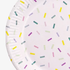 Pink confetti paper plates - 8 pcs