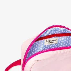 Pink cosmetic bag with strap