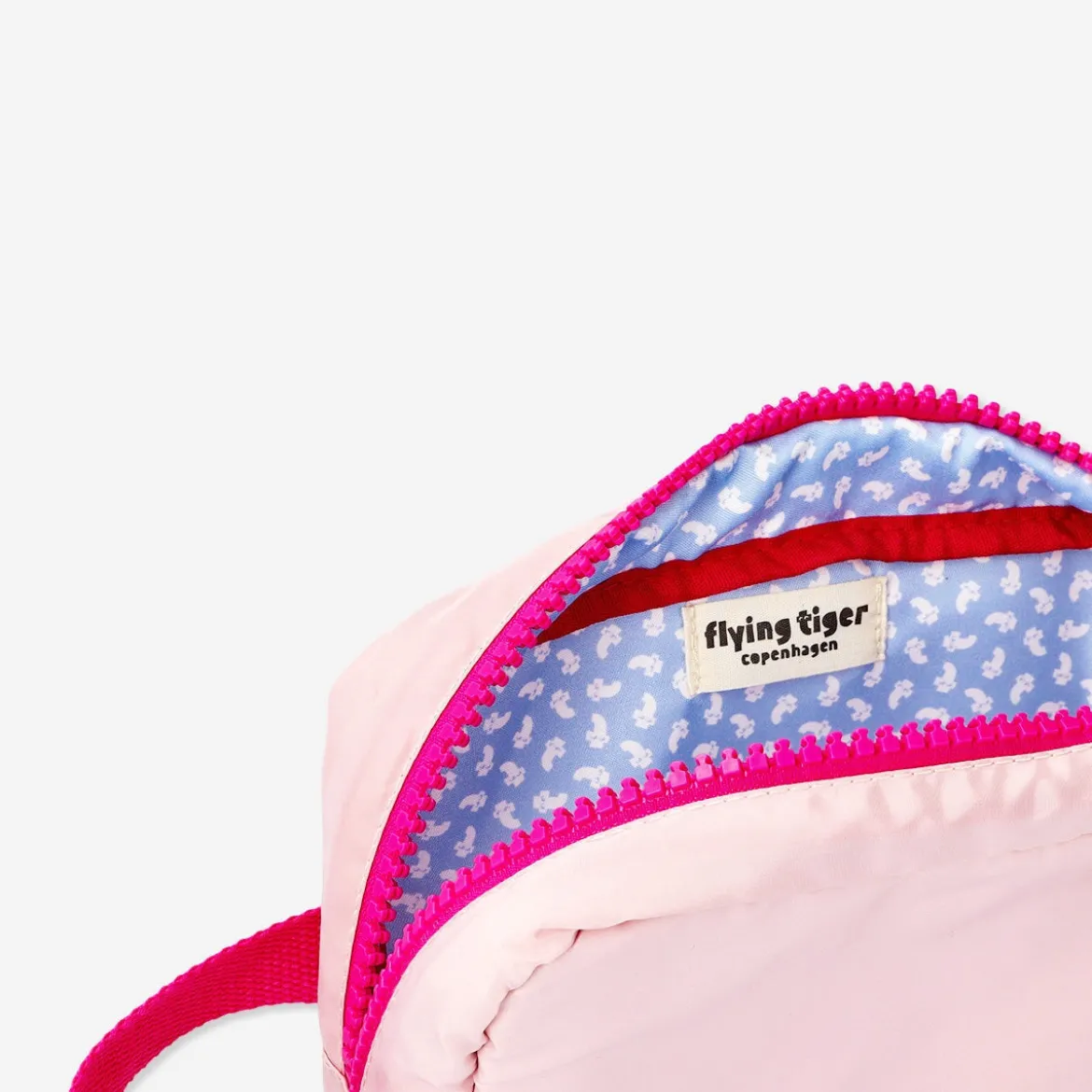 Pink cosmetic bag with strap