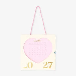 Pink heart monthly calendar for hanging 2027