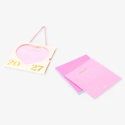 Pink heart monthly calendar for hanging 2027