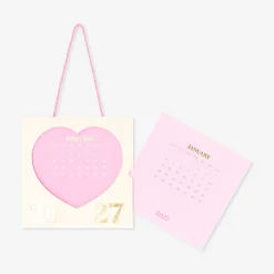 Pink heart monthly calendar for hanging 2027