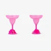 Pink margarita glasses with flower decoration - 2 pcs