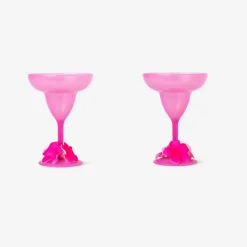 Pink margarita glasses with flower decoration - 2 pcs