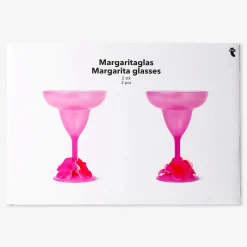 Pink margarita glasses with flower decoration - 2 pcs