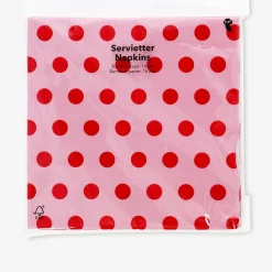 Pink napkins with red dots - 16 pcs