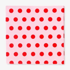 Pink napkins with red dots - 16 pcs