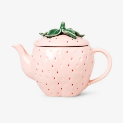 Pink strawberry teapot with lid