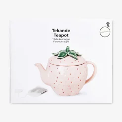 Pink strawberry teapot with lid