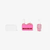 Pink travel set with case and suction cups - 3 pcs