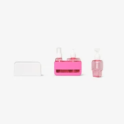 Pink travel set with case and suction cups - 3 pcs