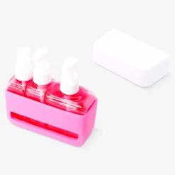 Pink travel set with case and suction cups - 3 pcs