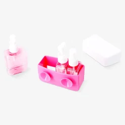 Pink travel set with case and suction cups - 3 pcs