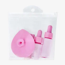 Pink travel set with dropper bottles - 4 pcs