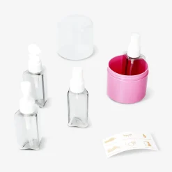 Pink travel set with stickers - 4 pcs