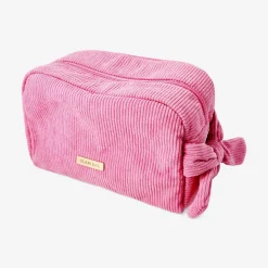 Pink velvet cosmetic bag - 23 cm