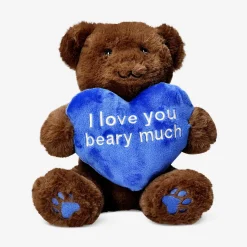 Plush toy - Brown teddy bear with blue heart