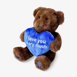Plush toy - Brown teddy bear with blue heart