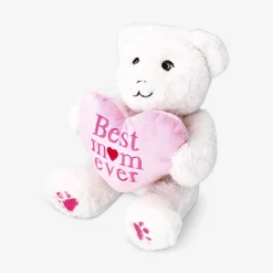 Plush toy - White teddy bear with pink heart for mom