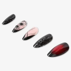 Press-on nails - Black and red ombre design