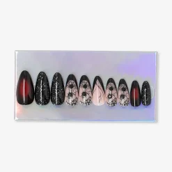 Press-on nails - Black and red ombre design