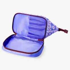 Purple floral toiletry bag with two compartments