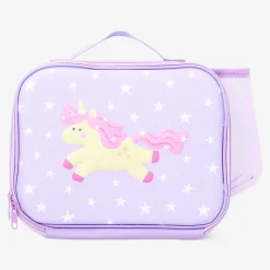 Purple lunchbox bag with unicorn motif - 19x25 cm
