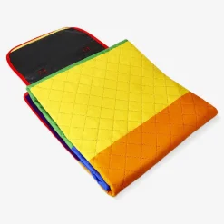 Quilted rainbow picnic blanket with carrying strap - 170x130 cm