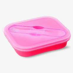 Red collapsible lunchbox with spork - 600 ml
