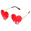 Red drip hearts party glasses
