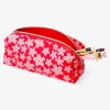 Red pencil case with flowers
