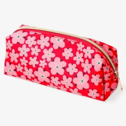 Red pencil case with flowers