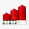 Red pillar candles - 3 pcs