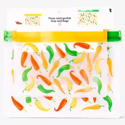 Reusable grip seal bags with chilli print - 2 pcs
