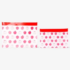 Reusable grip seal bags with red apples - 2 pcs
