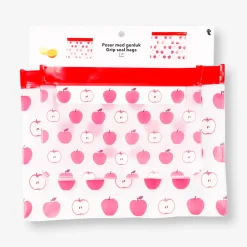 Reusable grip seal bags with red apples - 2 pcs