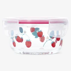 Round food container with raspberry print - 12 cm