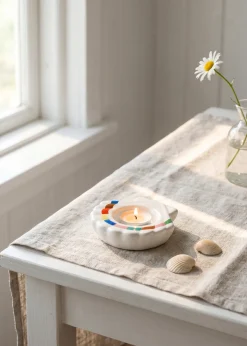Seashell tealight holder - 10 cm white base