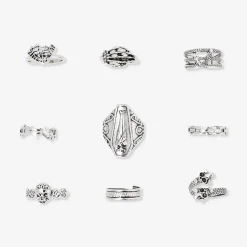 Set of adjustable rings - Gothic designs - 9 pcs