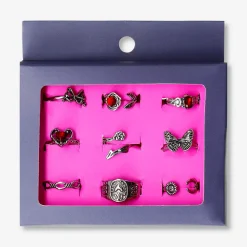 Set of adjustable rings - Romantic gothic - 9 pcs